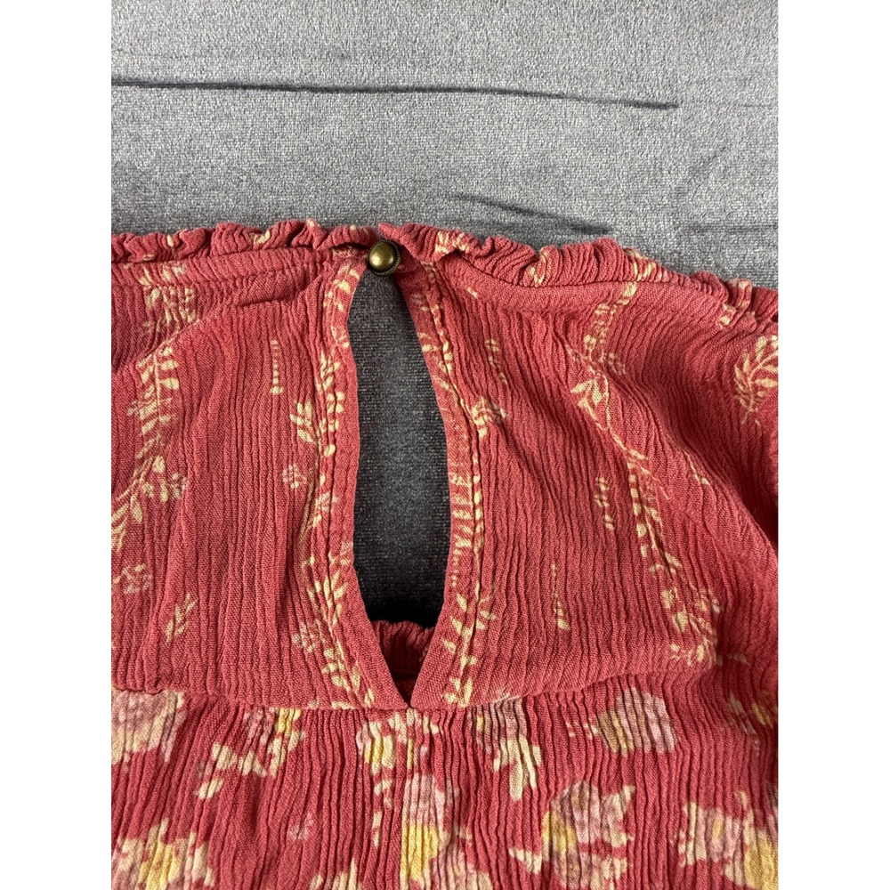 Maurices Coral Pink Floral Sleeveless Babydoll Top Boho Tiered Lace 2X - Picture 3 of 8